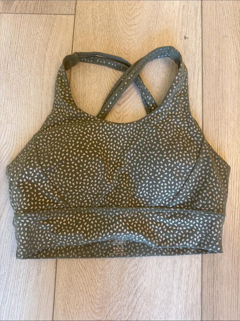 BuffBunny Olive Green Printed Cross-Back Sports Bra